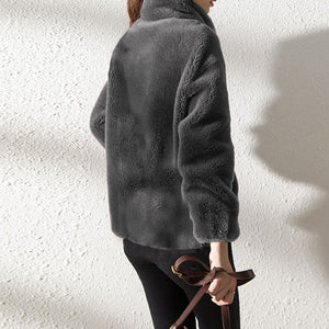 Padded Coat Stand-collar Double-faced Fleece Jacket