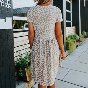 Round Neck Leopard Print Dress