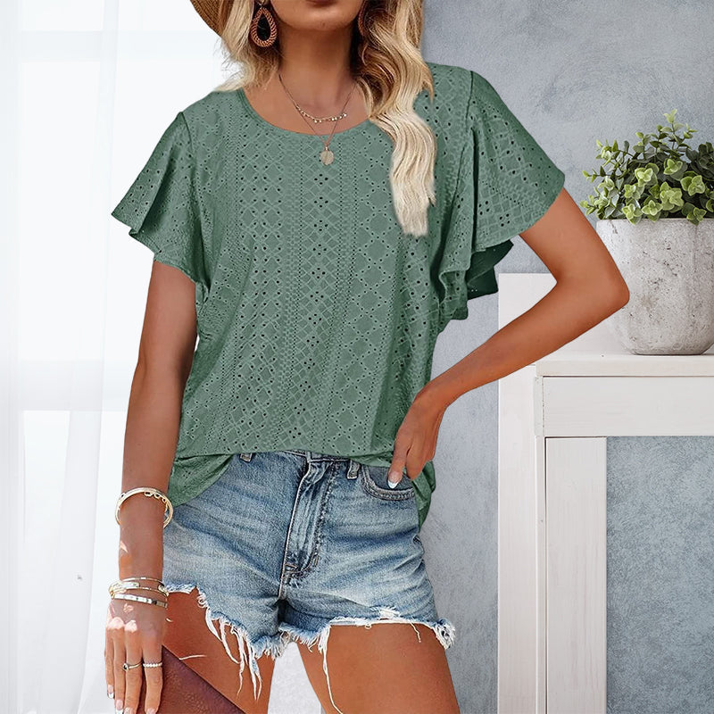 T-Shirt With Ruffle Sleeves