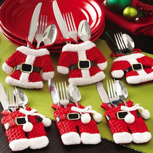 Christmas Silverware Holders Knife Fork Pouch Bag (3 Sets)