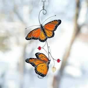 Stained Monarch Butterfly Glass Window Decor