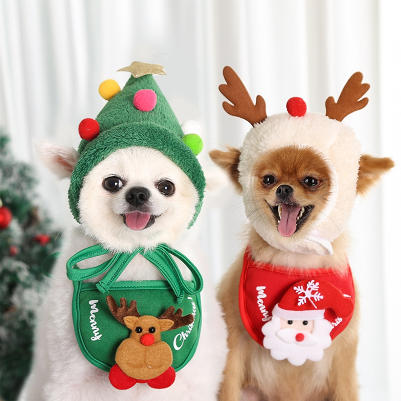 Pet Christmas Costumes, Christmas Hat & Saliva Towel