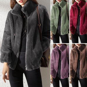 Padded Coat Stand-collar Double-faced Fleece Jacket