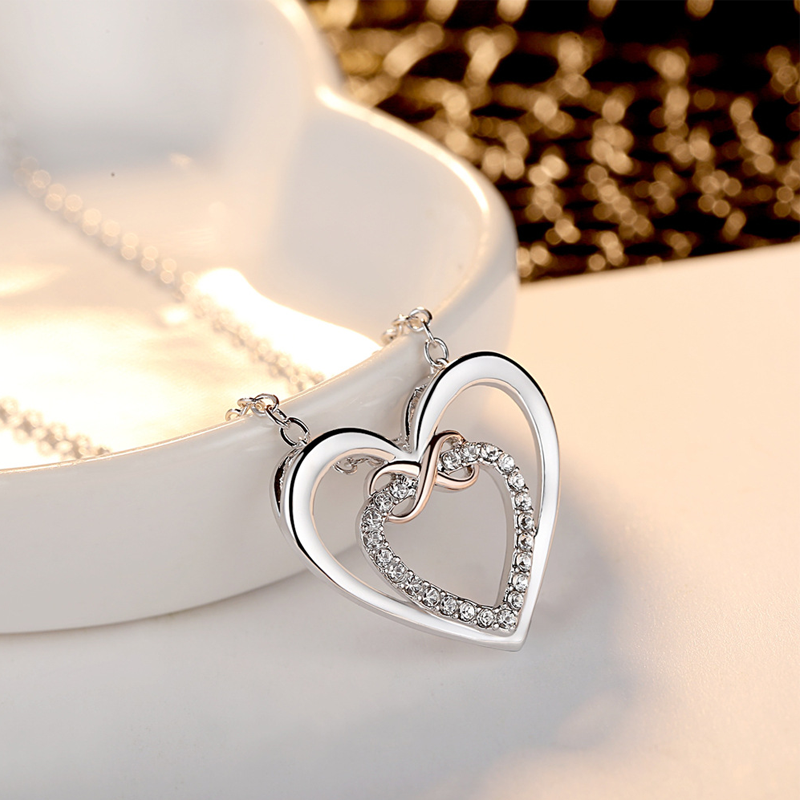 Stylish Double Heart Necklace (Card Included)