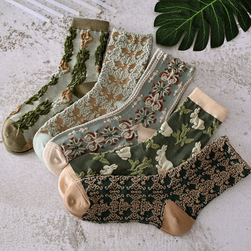 Womens Floral Cotton Socks