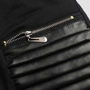 Faux Leather Pants with Contrasting Trim and Zipper