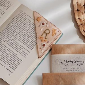 Personalized Hand Embroidered Corner Bookmark
