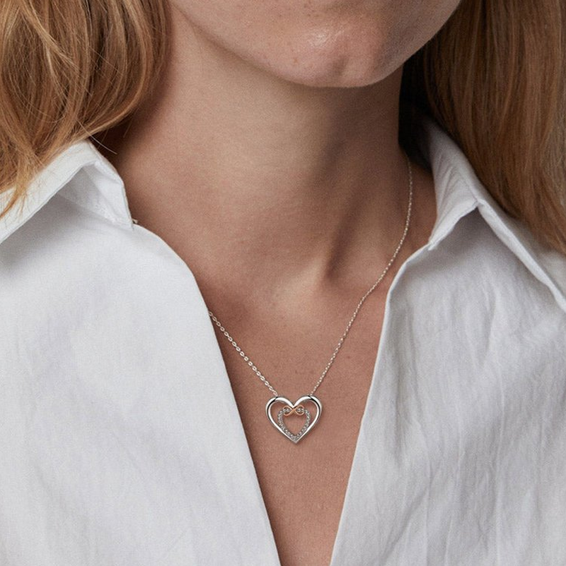 Stylish Double Heart Necklace (Card Included)