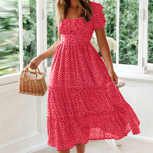 Floral Dress with Square Neck