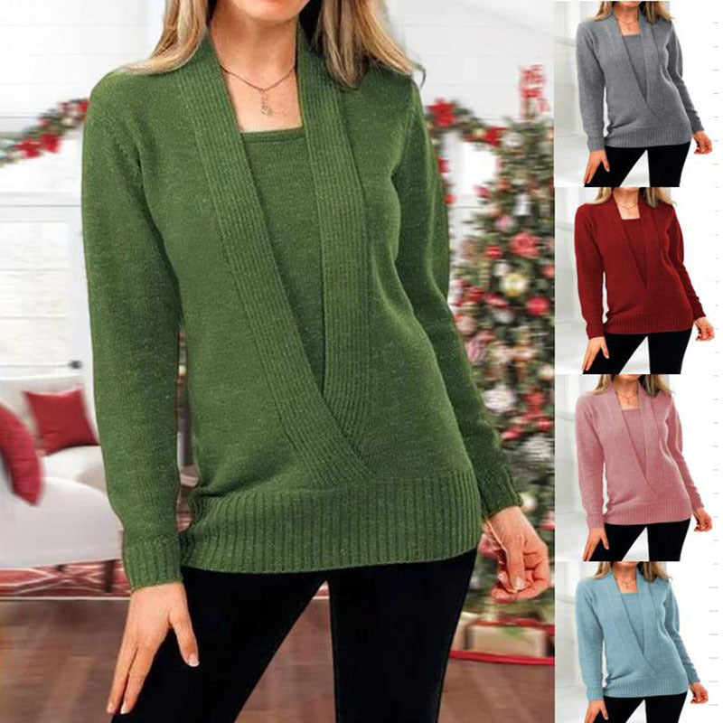 Women's Solid Color Pullover Cropped Knitted Jumpers