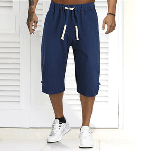 Summer Men's Solid Color Casual Linen Shorts