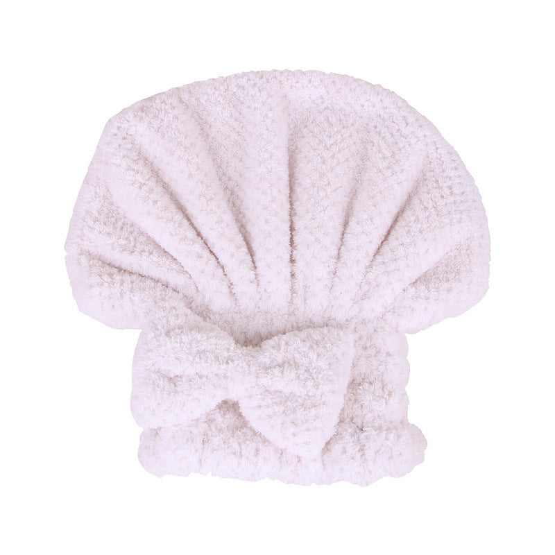Coral velvet cute bow bath cap